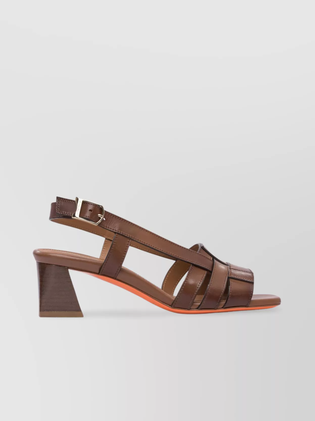 Santoni Block Heel Strappy Sandals Open Toe In Brown