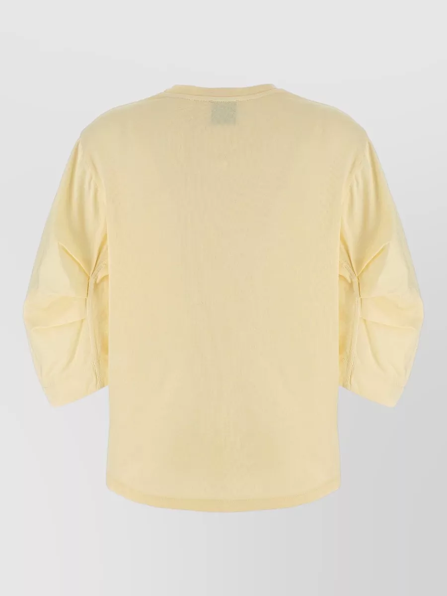 Nude Cotton Crewneck Logo-Embroidered 3/4-Sleeve T-Shirt