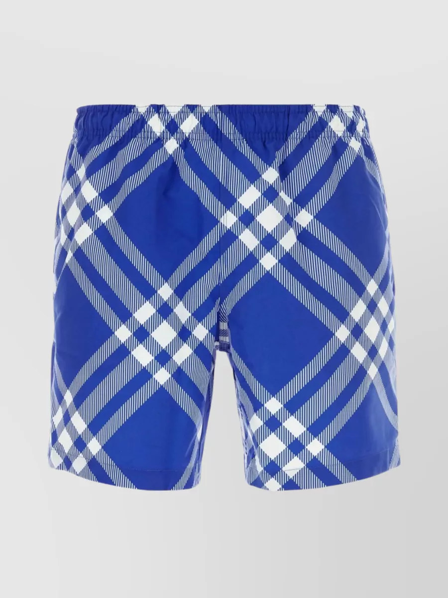 Shop Burberry Elastic Waistband Swim Shorts In Pattern In Blue