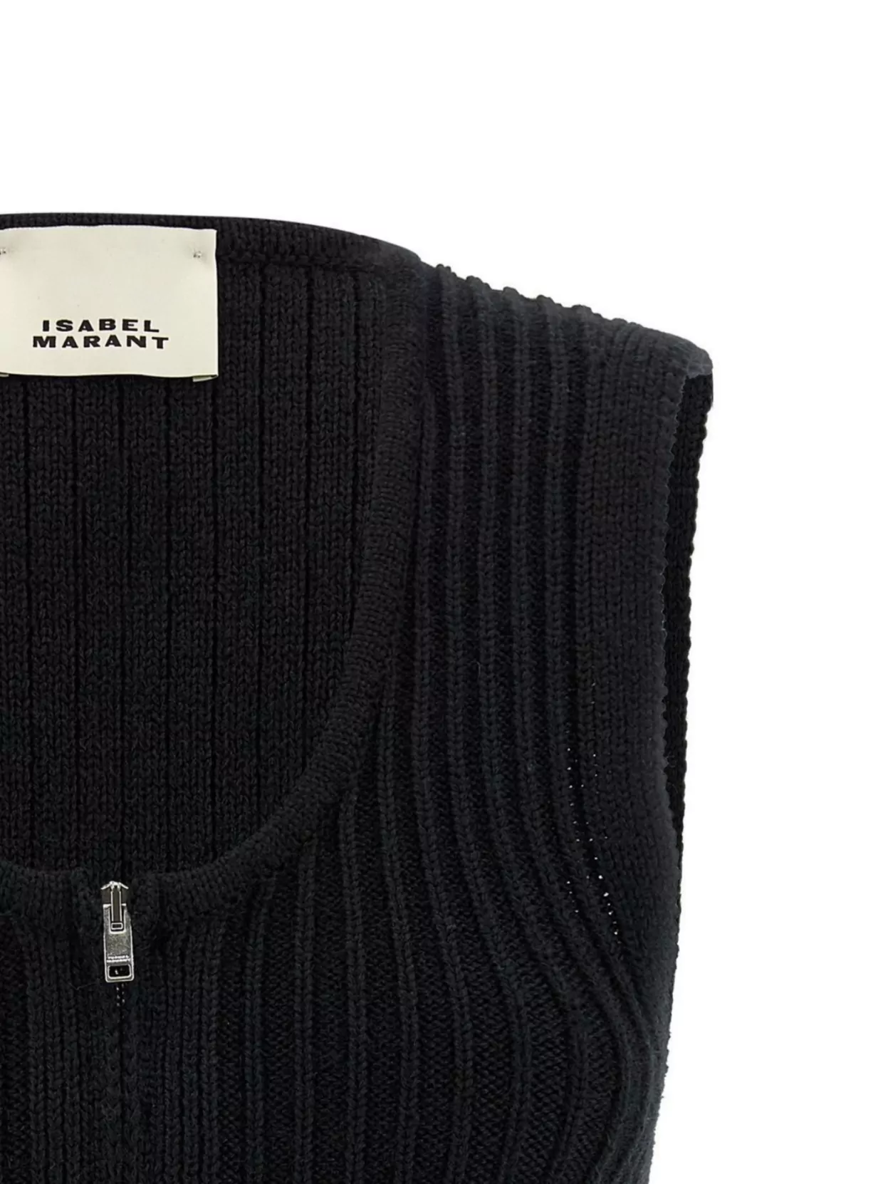 Isabel Marant Sleeveless Ribbed Texture Vest Named Devima In Black