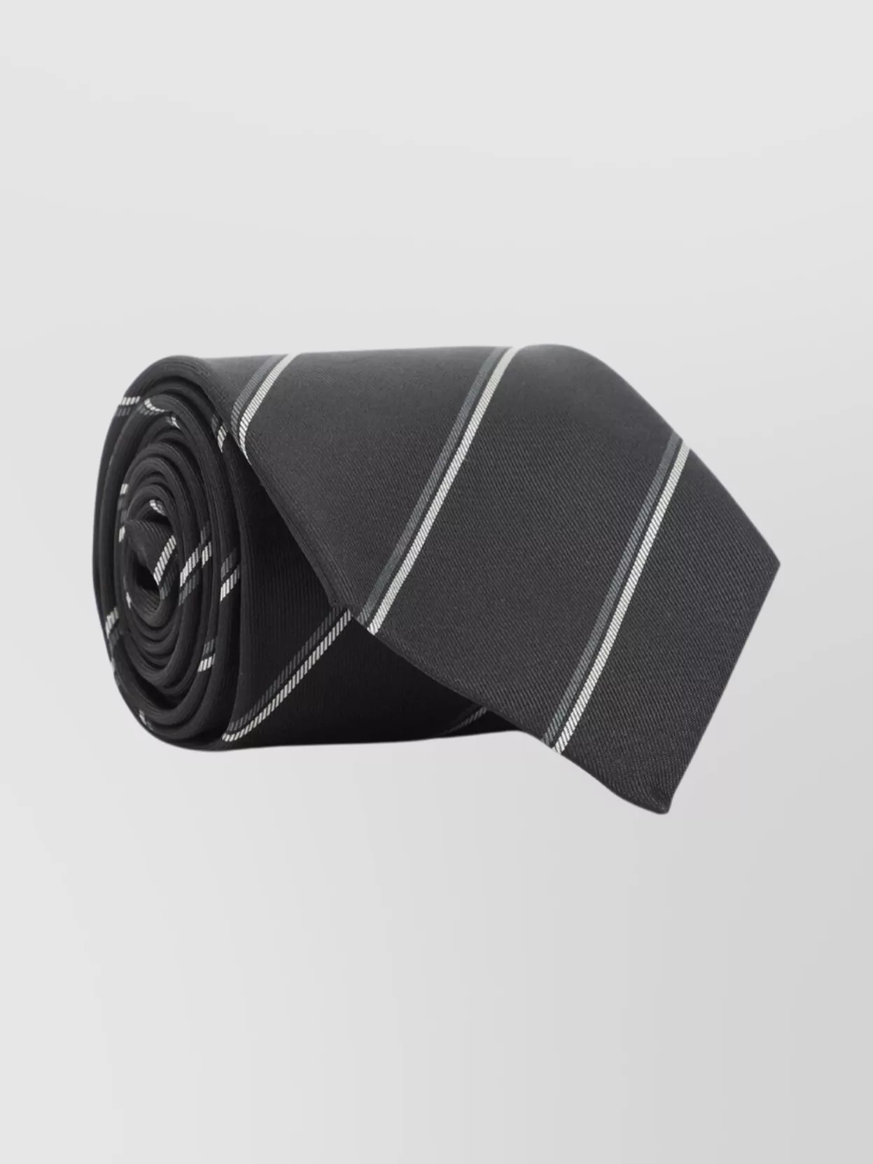 Saint Laurent Silk Tie Striped Chain Loop In Black