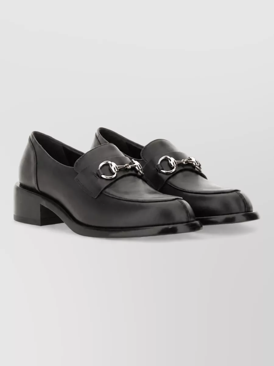 Gucci Moccasin Chain Detail Block Heel Shoe