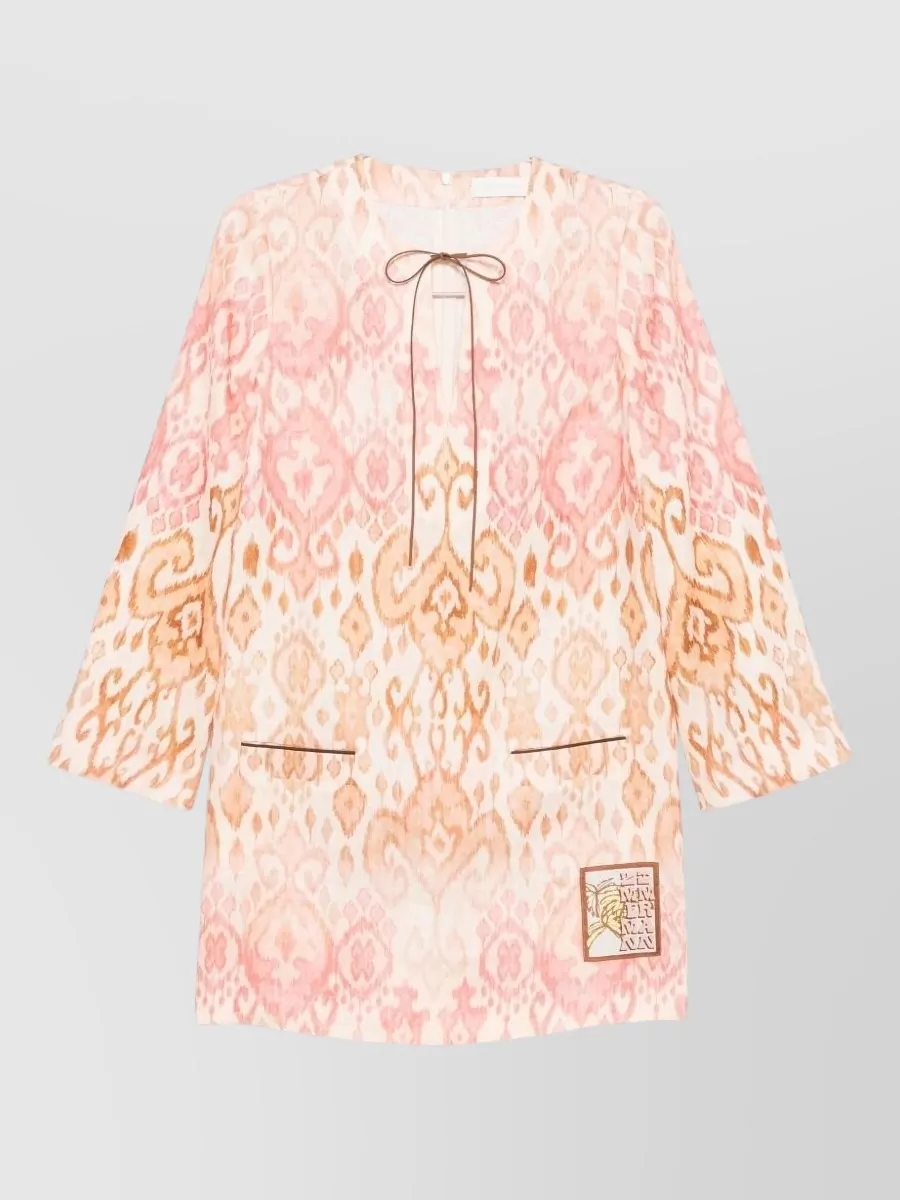 Zimmermann Printed linen long-sleeve mini dress