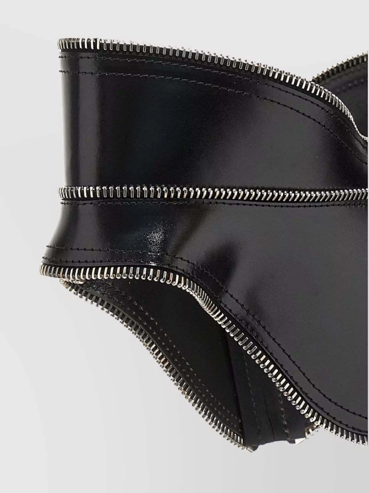 Alexander Mcqueen Curved Shiny Wide Belt Zipper Detail