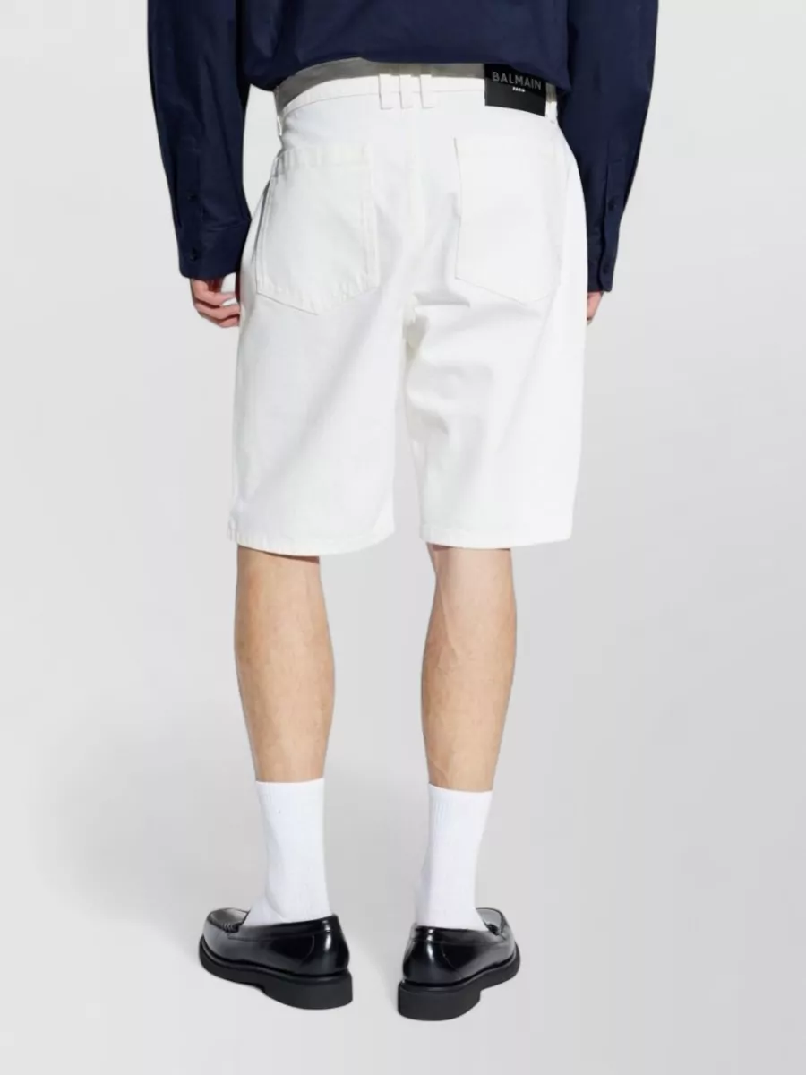 Balmain Tailored Shorts Silk Nylon Pockets Belt Loops