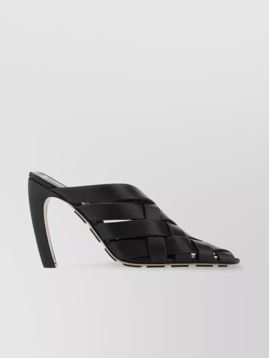 Shop Bottega Veneta Alfie Mules With Italian Heel And Intrecciato Motif In Black