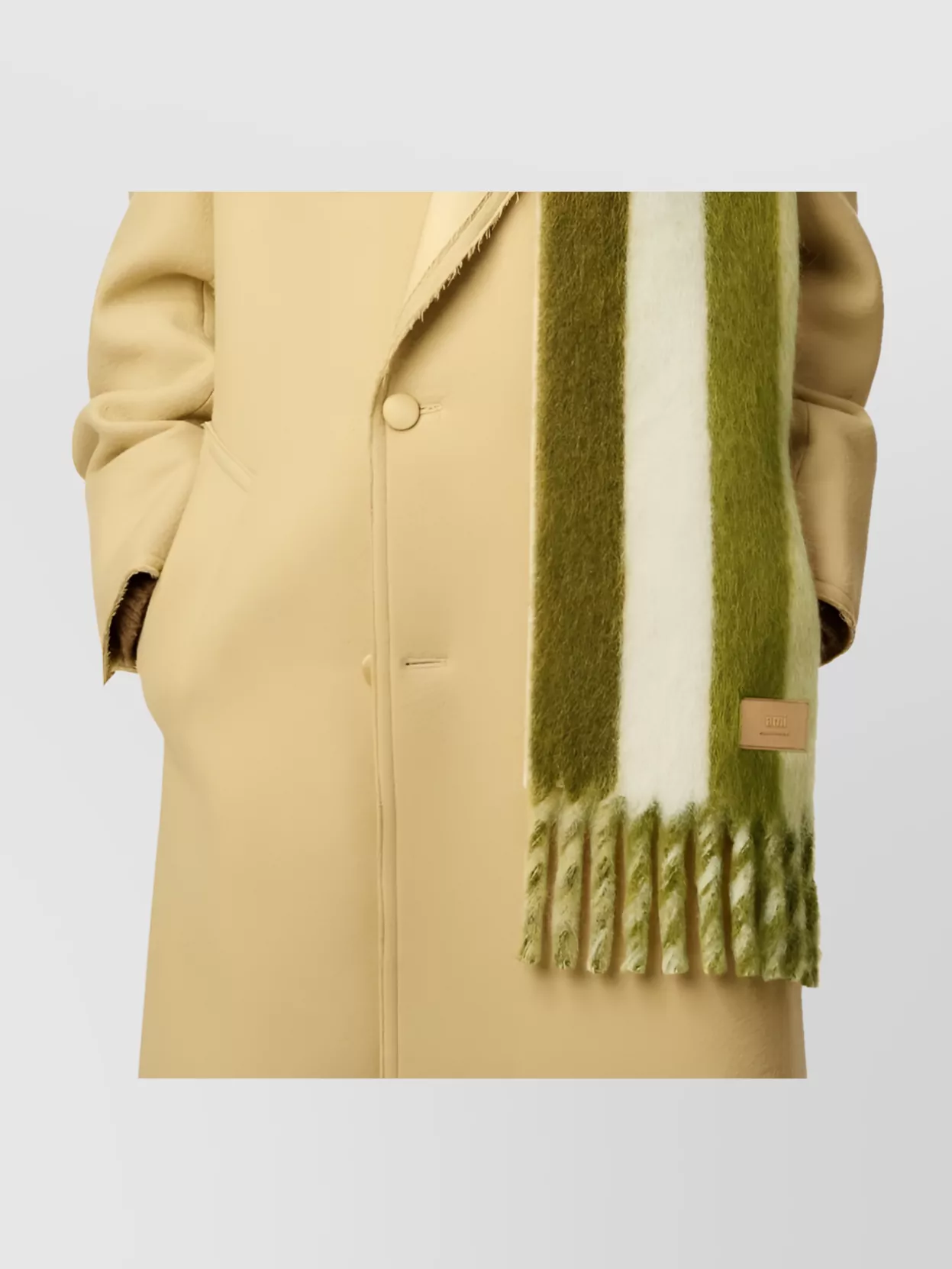 Ami Paris Rectangular Scarf With Fringed Edges And Stripes