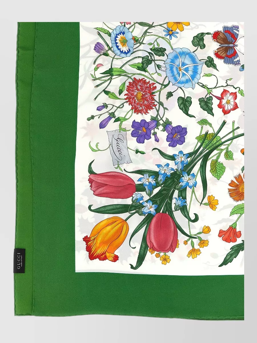 Gucci silk floral print logo foulard