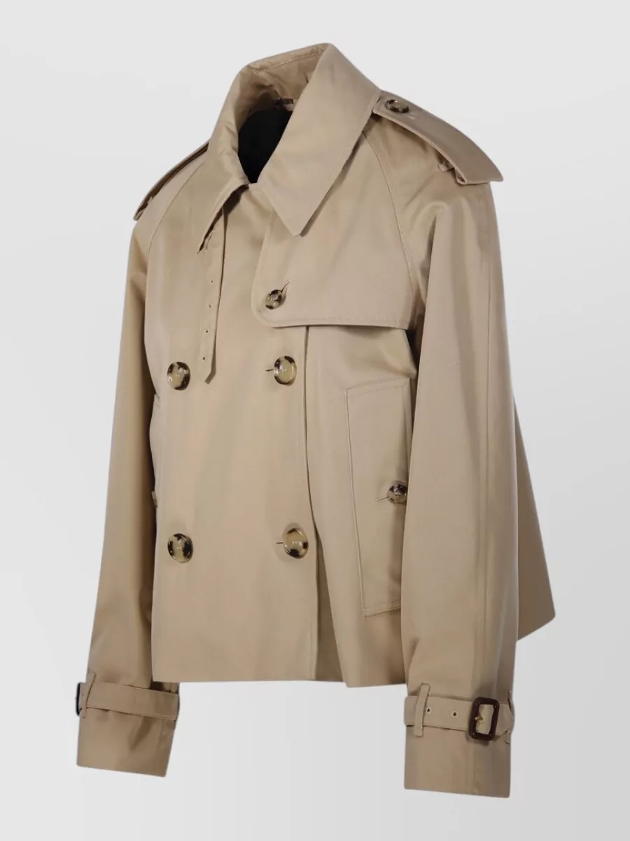 Burberry Gabardine Cropped Double-Breasted Trench Jacket