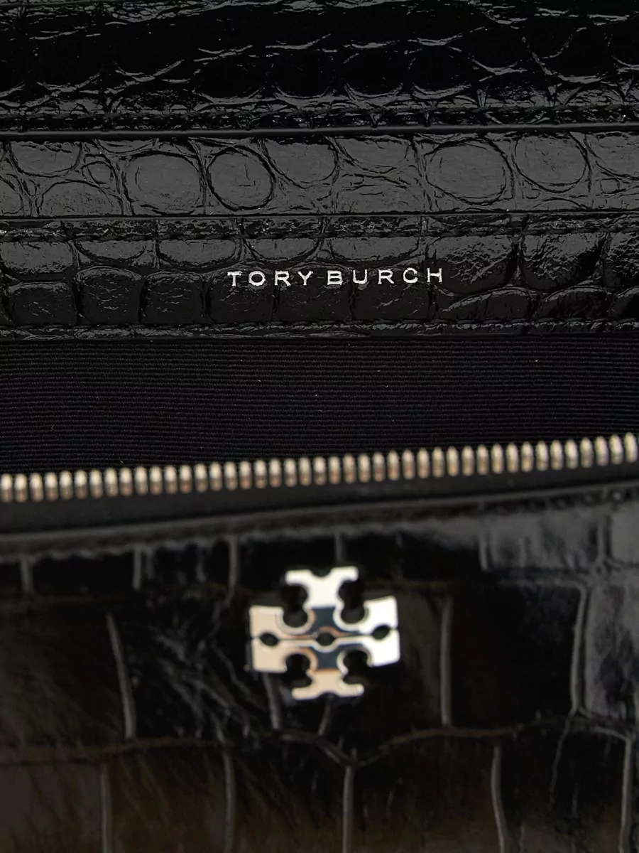 Tory Burch Na Lamb Leather Crocodile-Embossed Clutch Bag