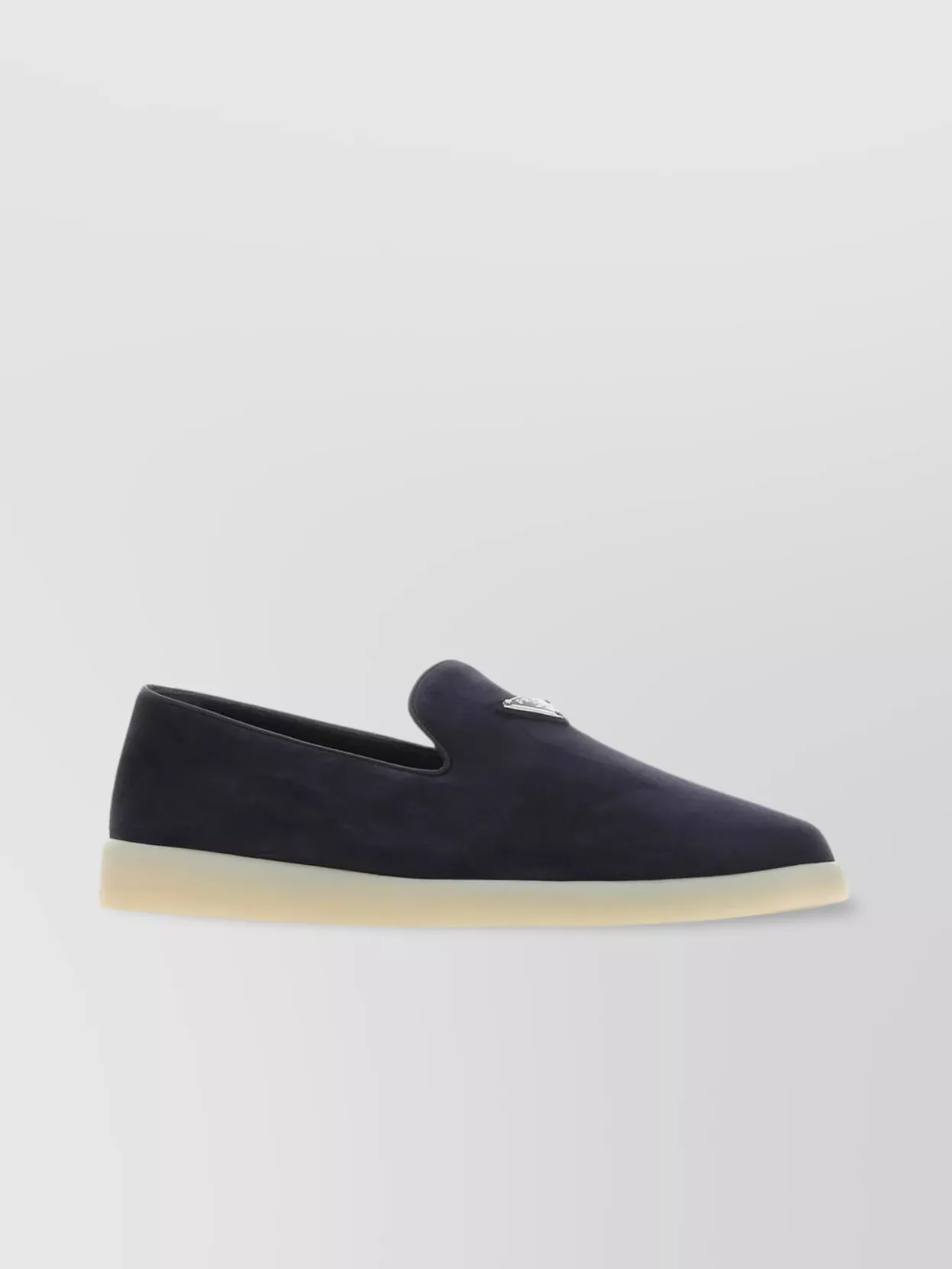 Shop Prada Suede Loafers With Round Toe And Contrast Sole