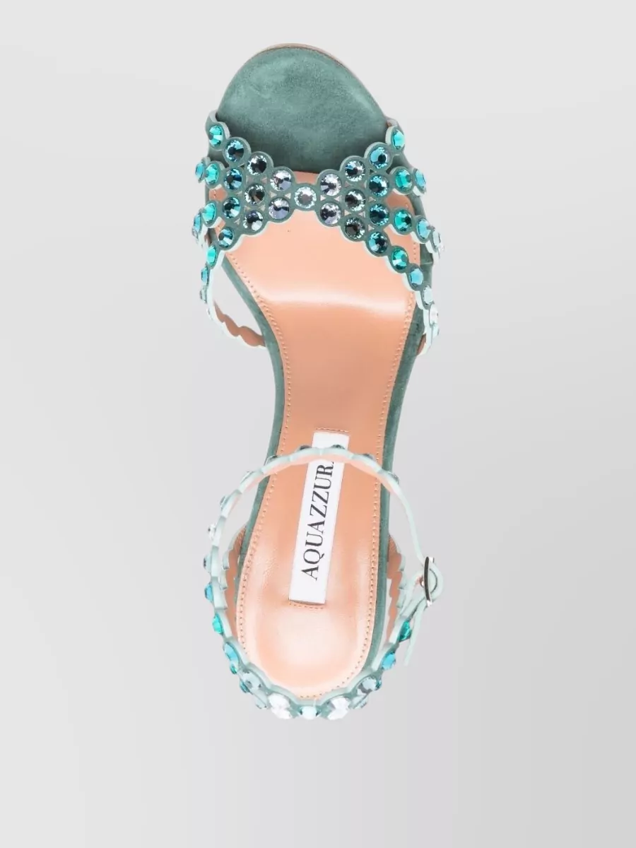 Aquazzura Sandal Heel Ankle Strap Embellished Straps Open Toe