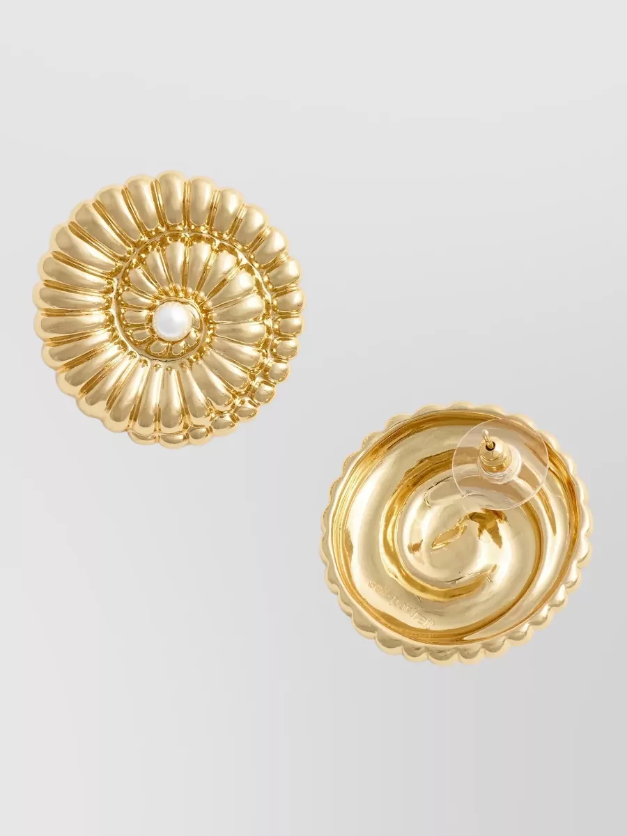 Self-Portrait Crystal Embellished Pearl Shell Earrings