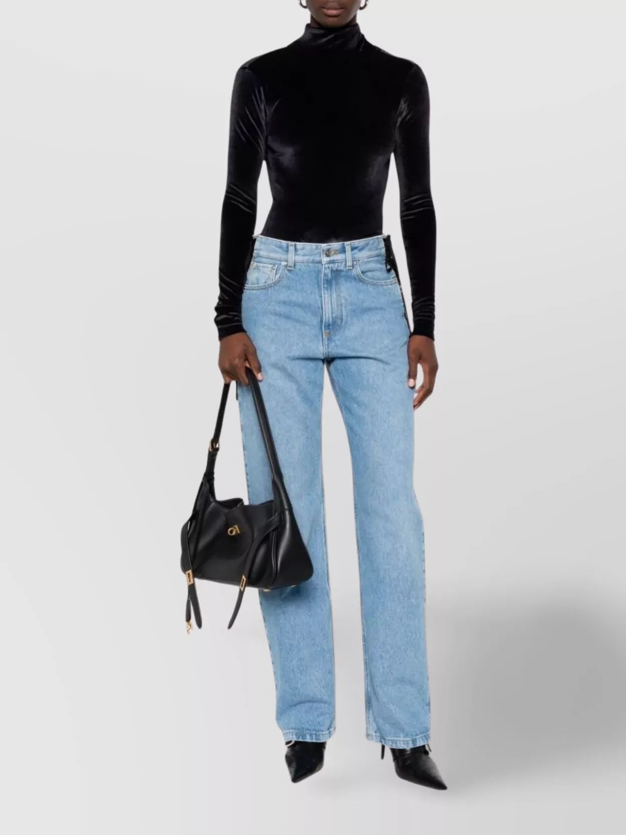 Mugler Straight Leg Trousers Lace-Up Detail