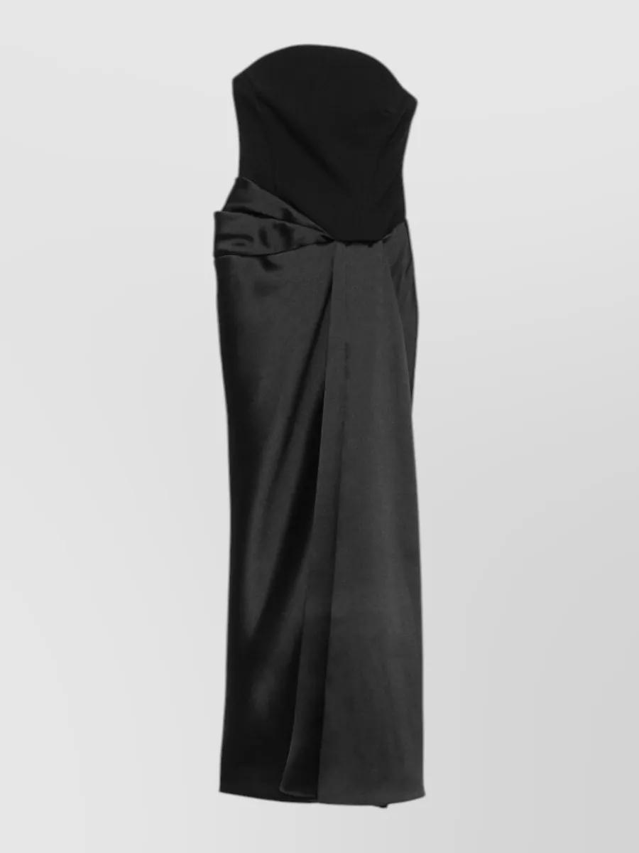 Solace London Strapless Draped Maxi Gown