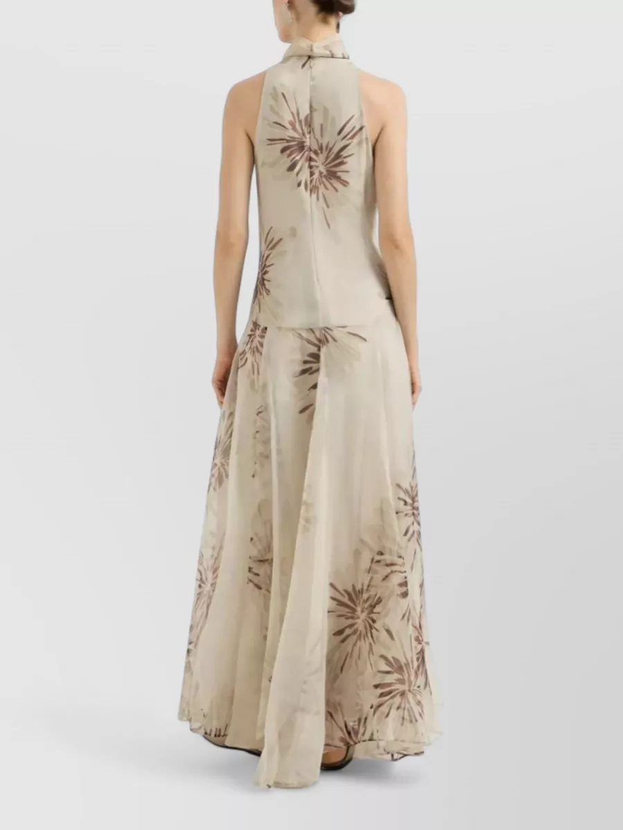 Brunello Cucinelli Silk Sleeveless Floral-Print Maxi Dress