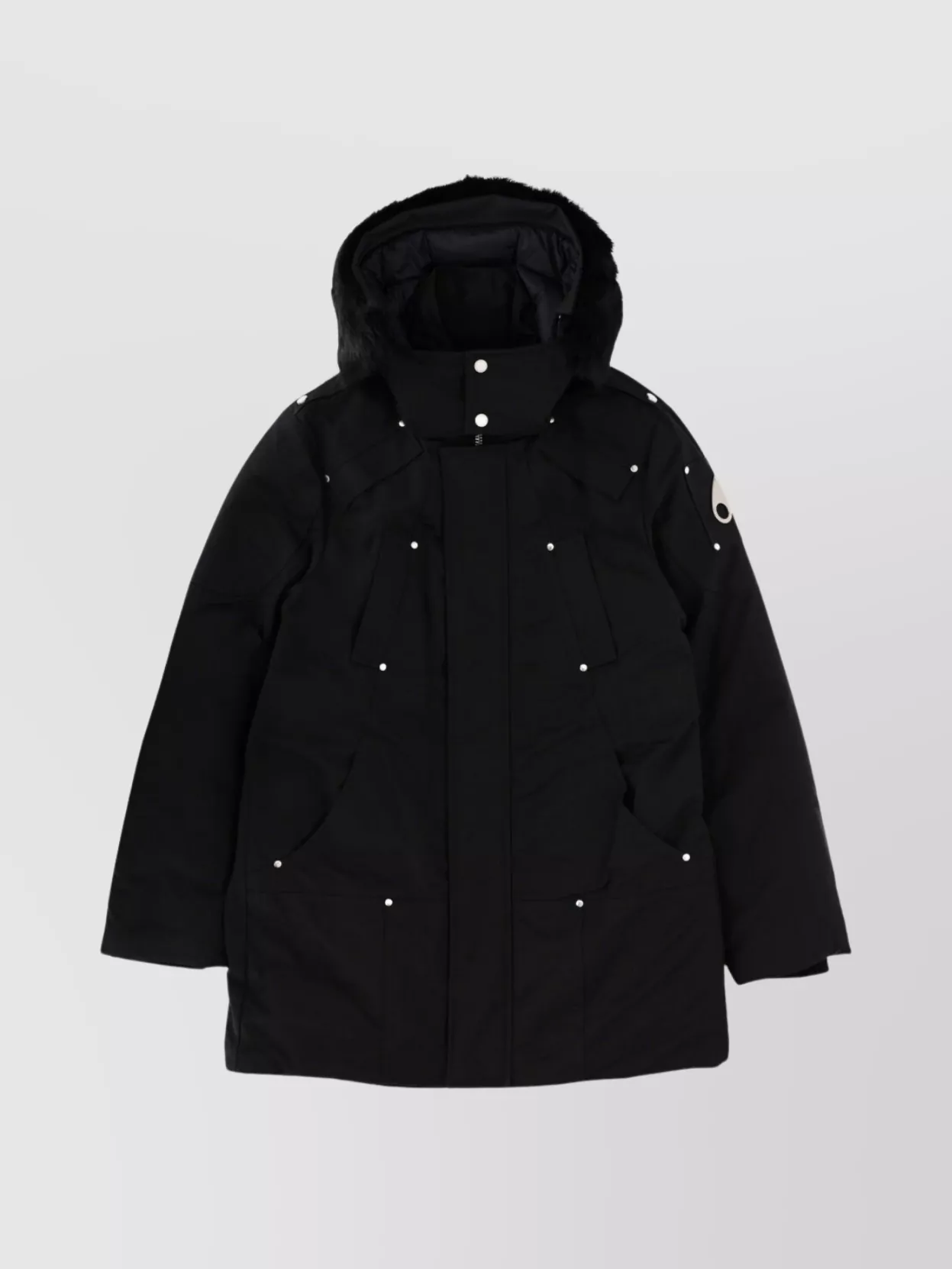 Moose Knuckles Long Hooded Coat Fur Trim