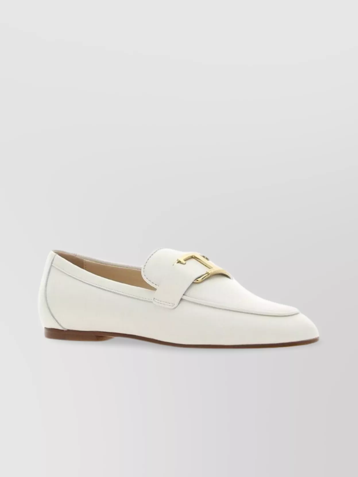 Tod's Pointed Toe Loafers With Metallic Buckle Detail In Neutral