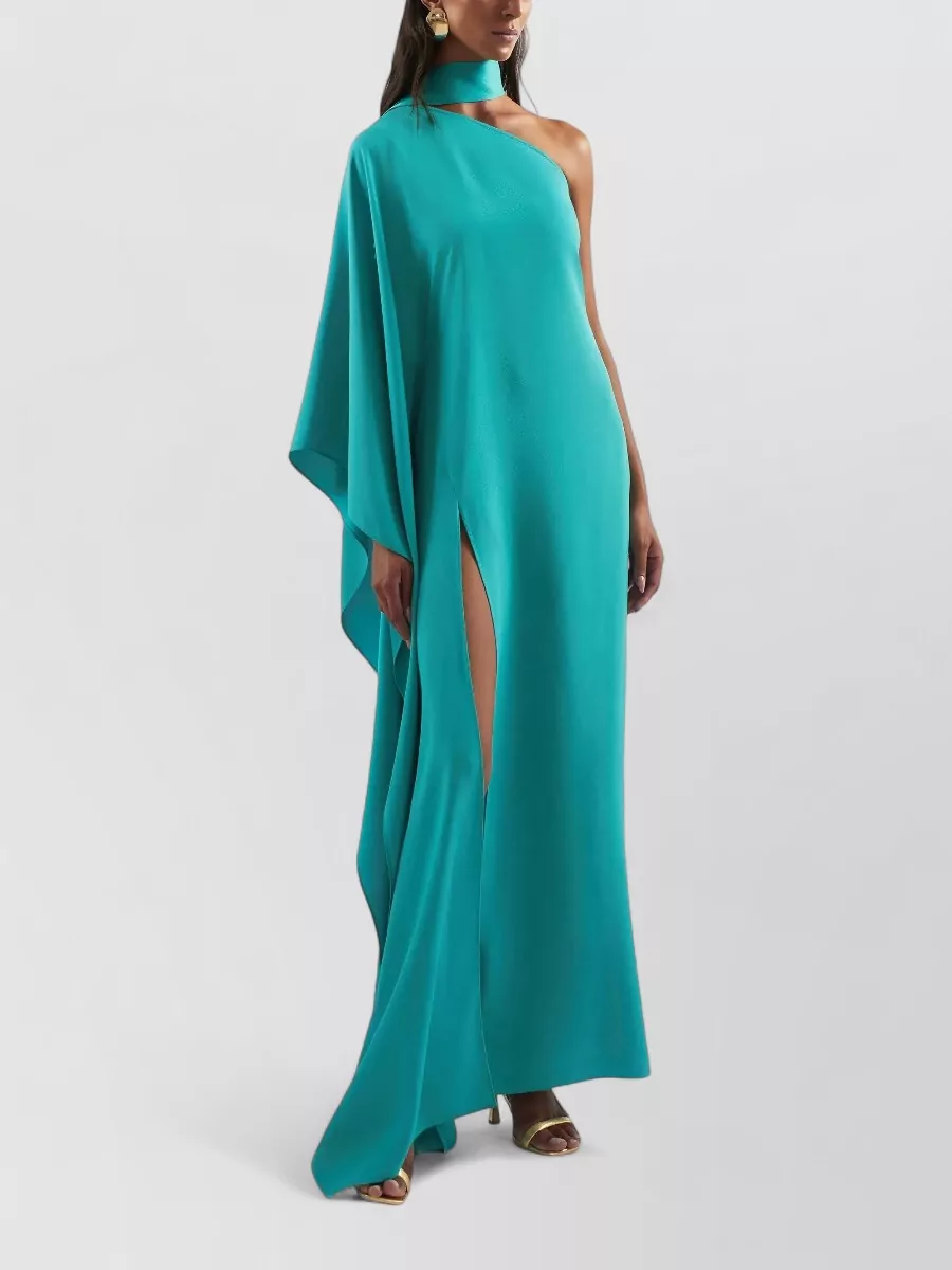 Taller Marmo One-Shoulder Scarf-Neckline Maxi Dress