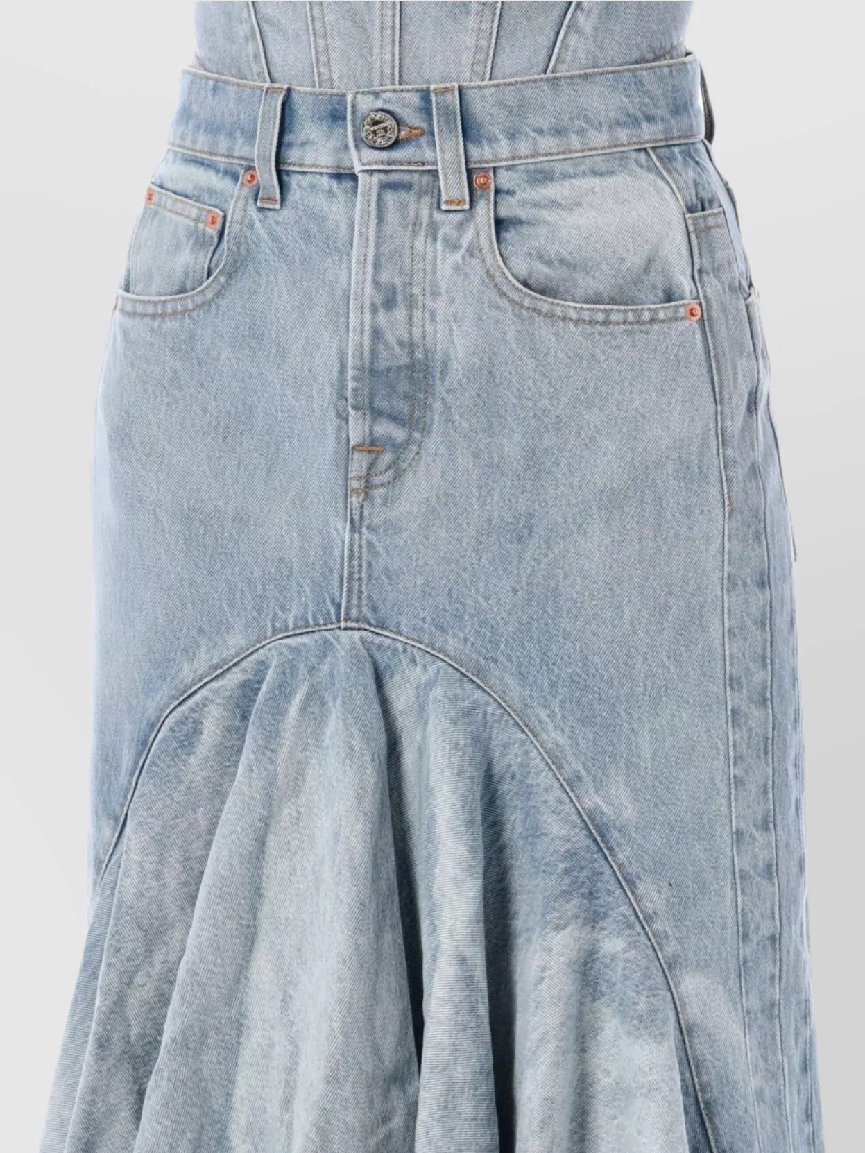 Shop Vetements Flared Midi Skirt In Denim Godet