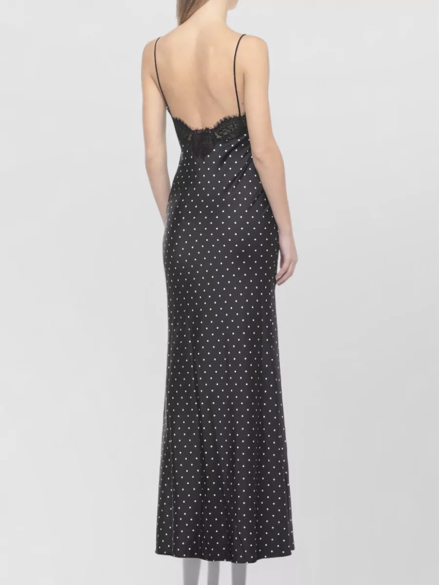 Self-Portrait Polka-Dot Satin Lace Maxi Dress