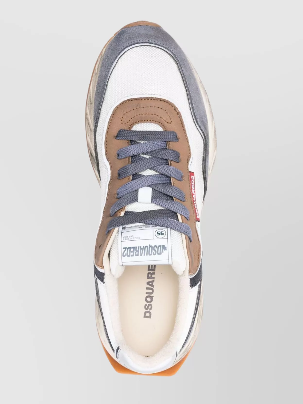 Dsquared2 Worn-In Leather And Mesh Sneakers