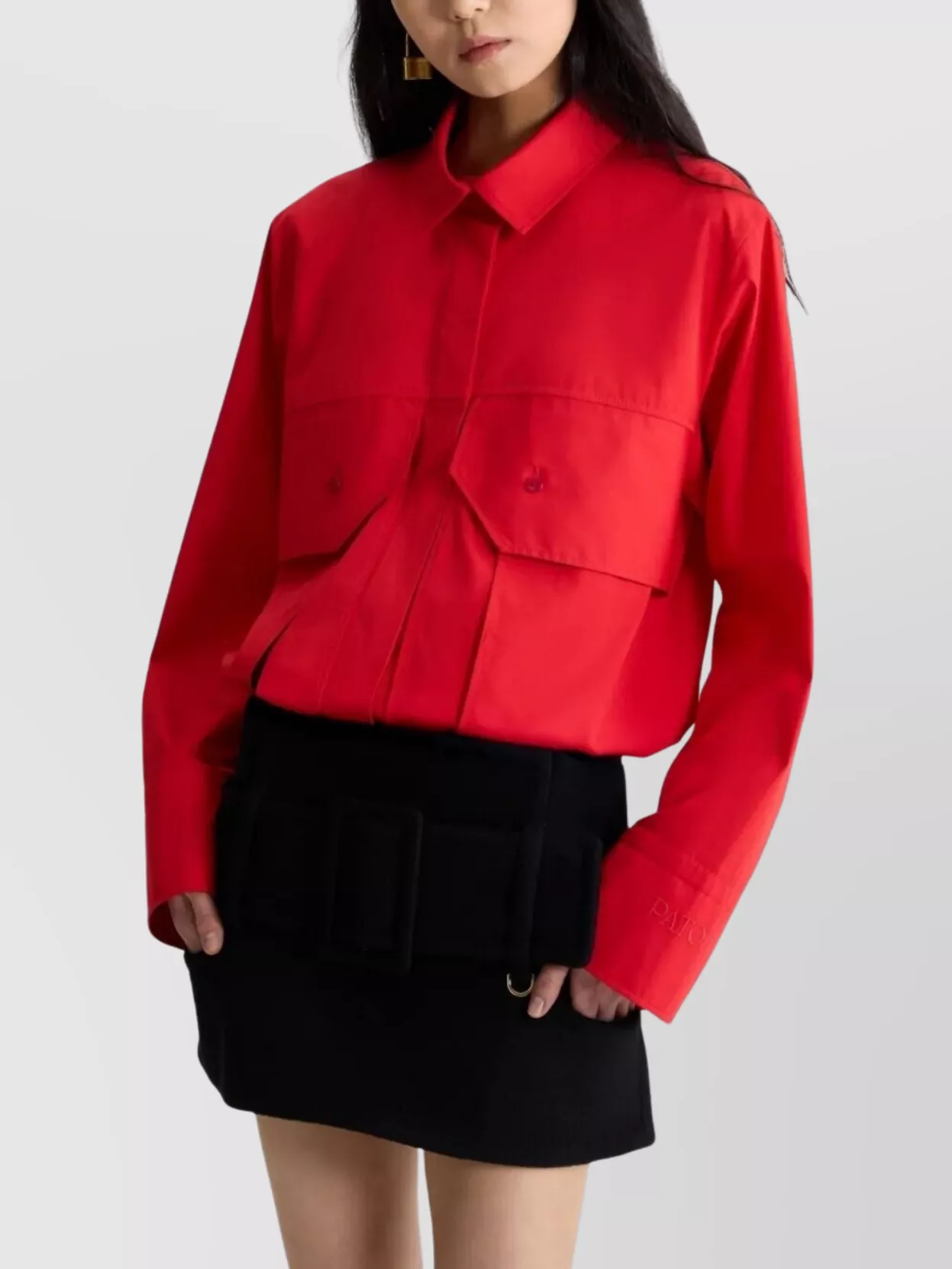 Patou Mini Skirt With Wide Belt And Side Pocket