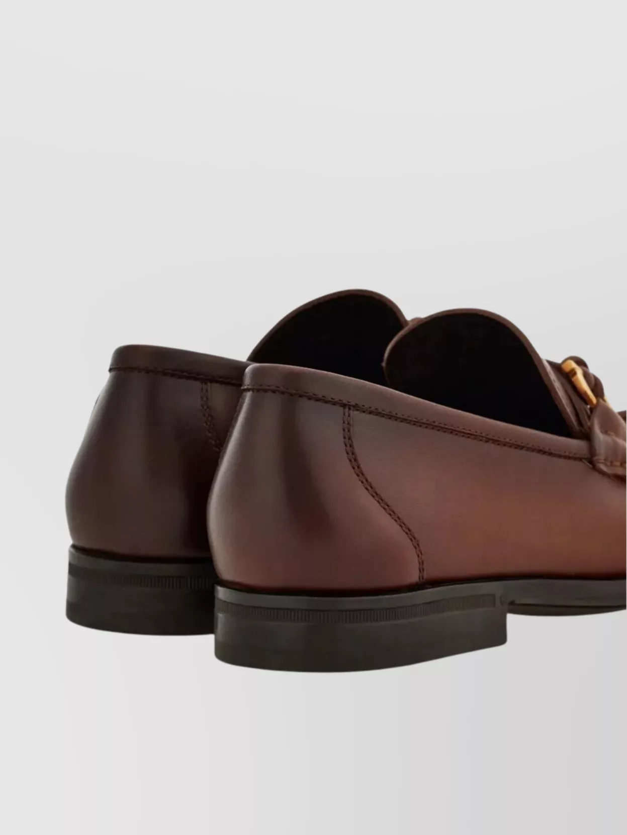 Ferragamo Alain Leather Loafers Gold-Tone Hardware Round Toe