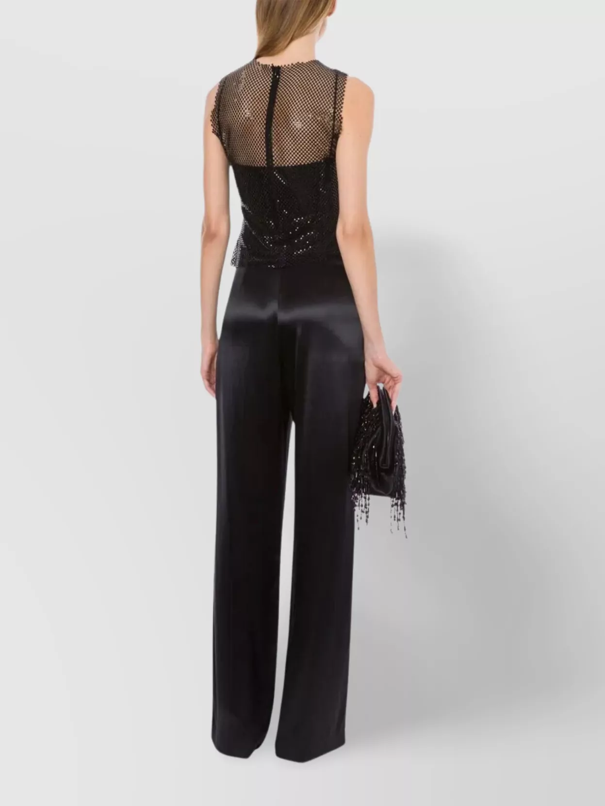 Alberta Ferretti Mesh Overlay Sleeveless Scoop Neck Top
