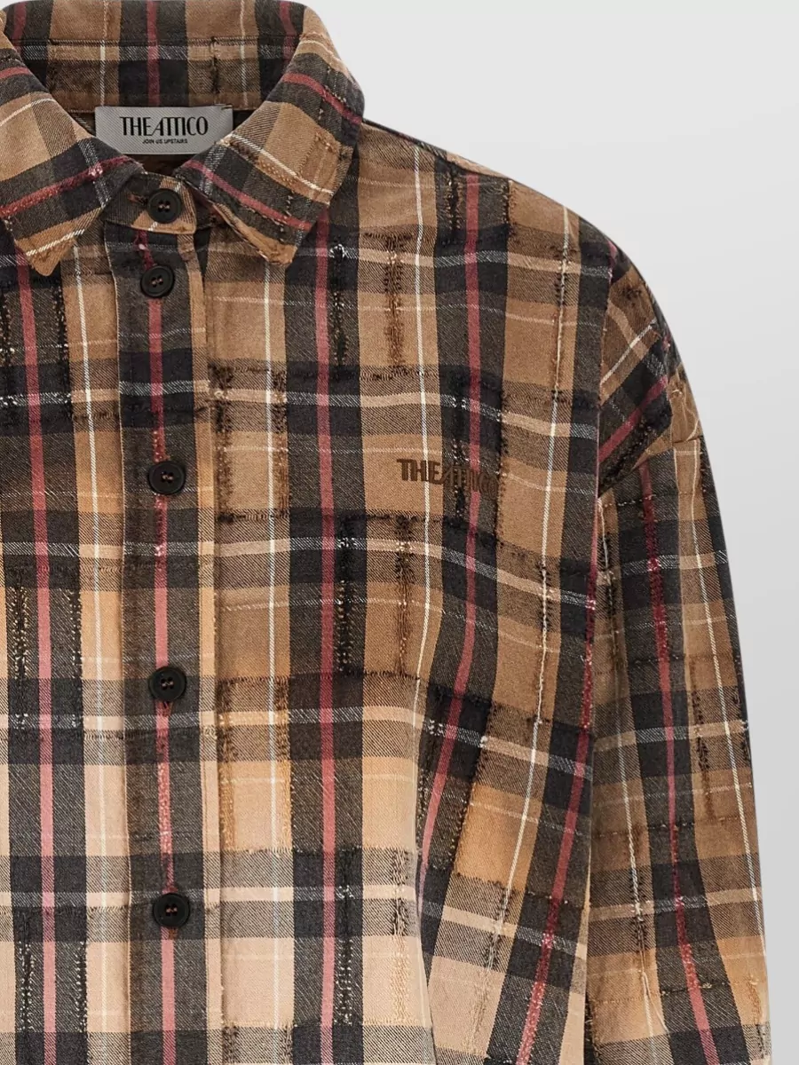 The Attico Plaid Shirt Collared Neck Long Sleeves Frayed Hem