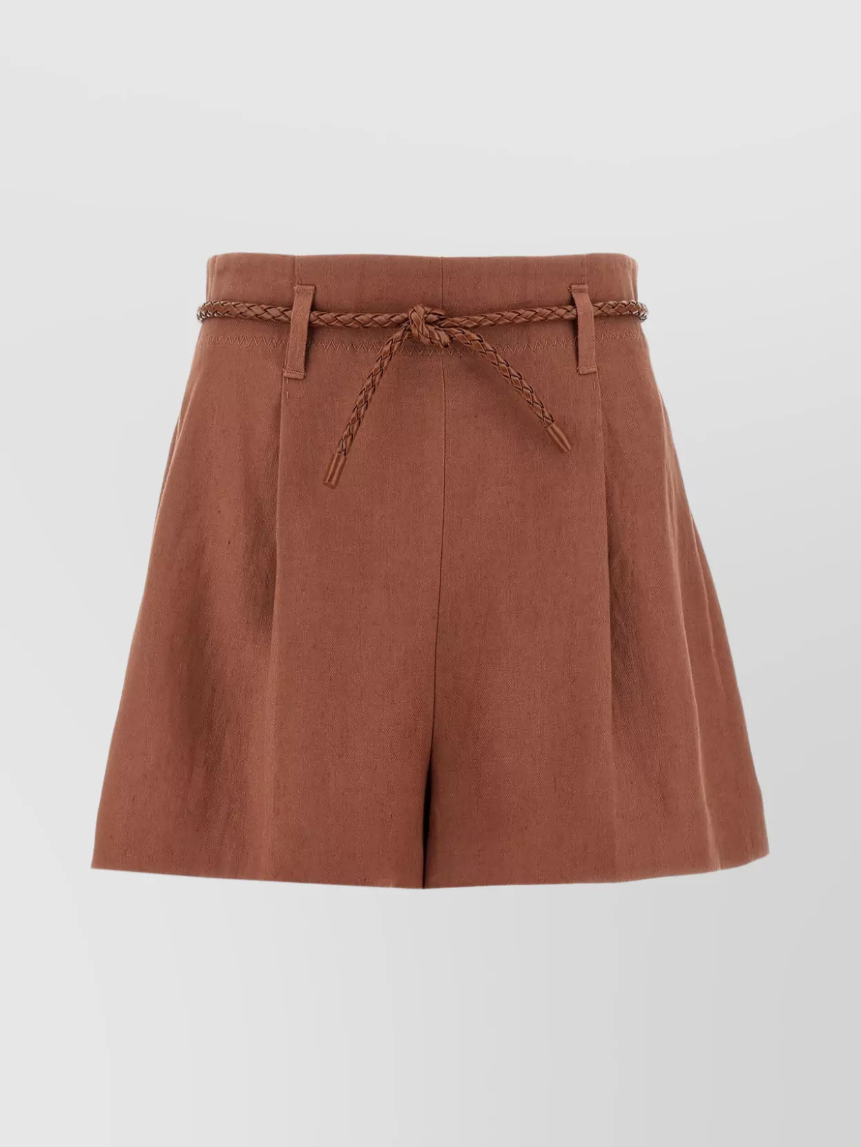 Zimmermann 'Radiant Linen' Shorts Featuring Braided Belt