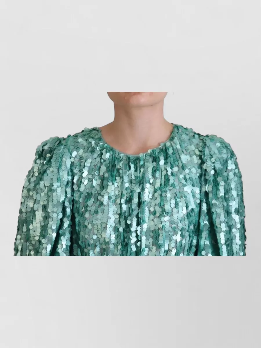 Dolce&Gabbana Nylon Sequined Pleated A-Line Midi Dress