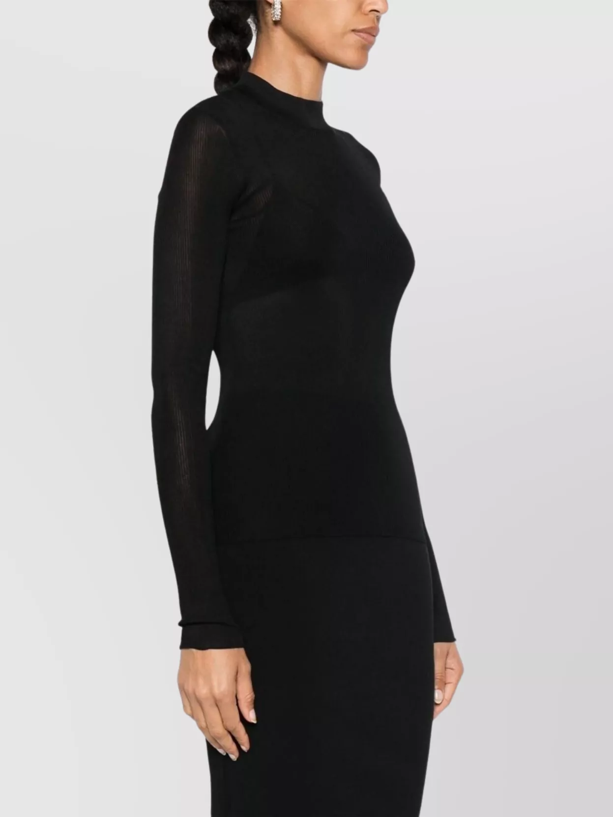 Saint Laurent Ribbed Sweater Cassandre In Silk In Black