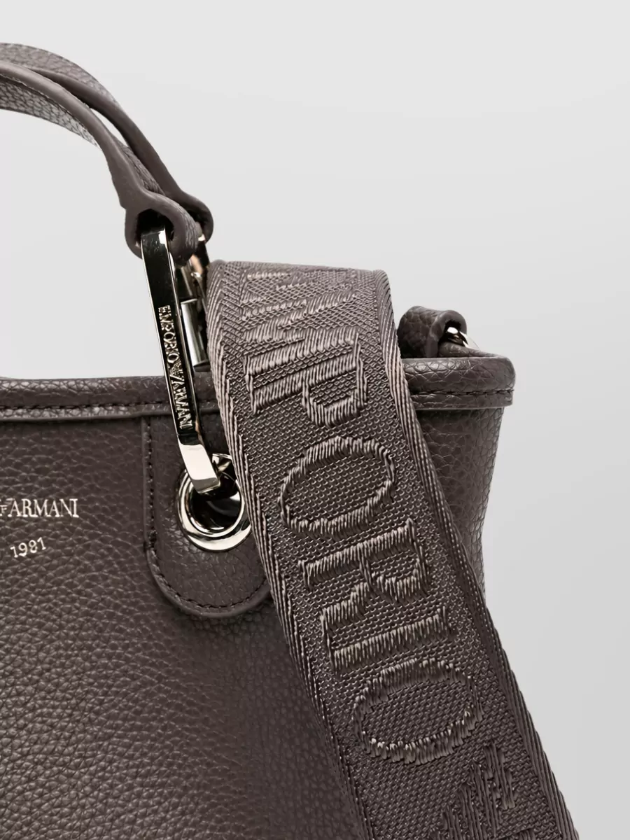 Emporio Armani Pebbled Logo Print Shoulder Bag