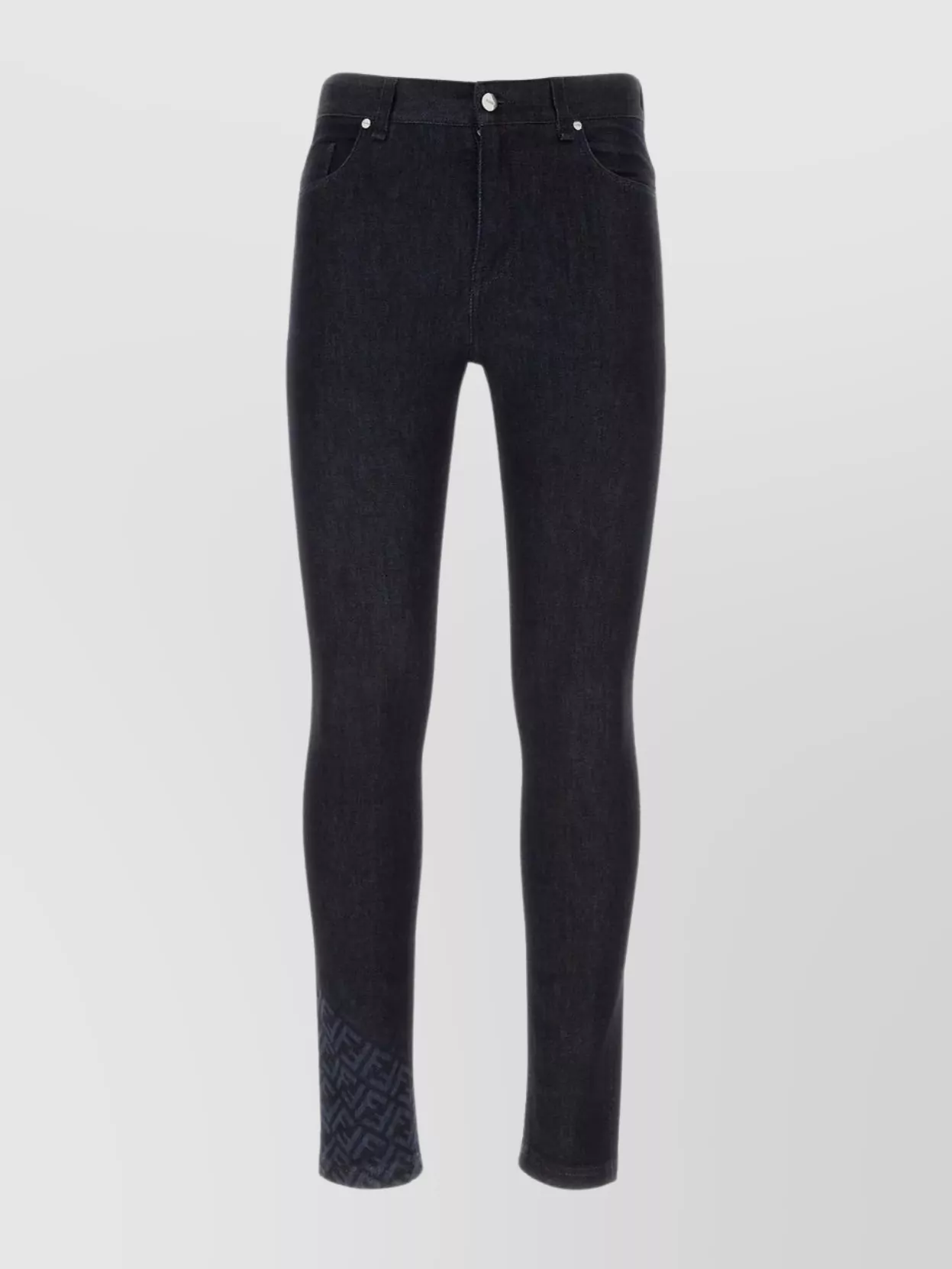 Shop Fendi Slim Fit Denim Pants In Black