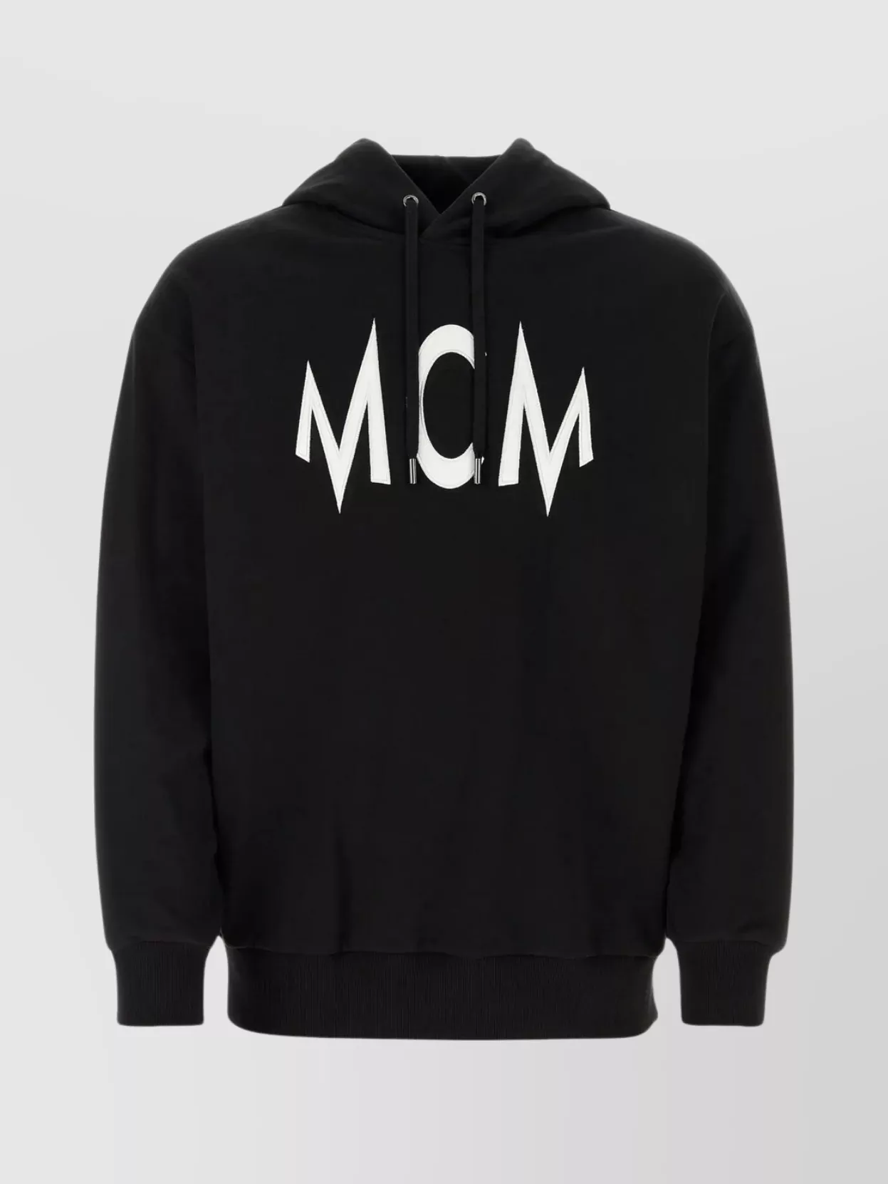 Shop Mcm Cotton Hoodie With Drawstring Hood And Graphic Print In Black