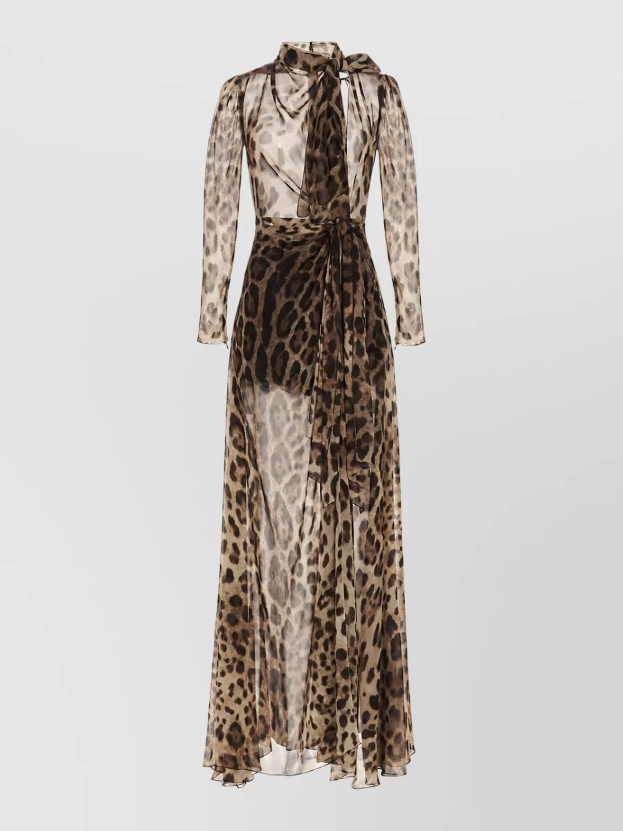 Dolce&Gabbana Silk leopard-print pussybow maxi dress