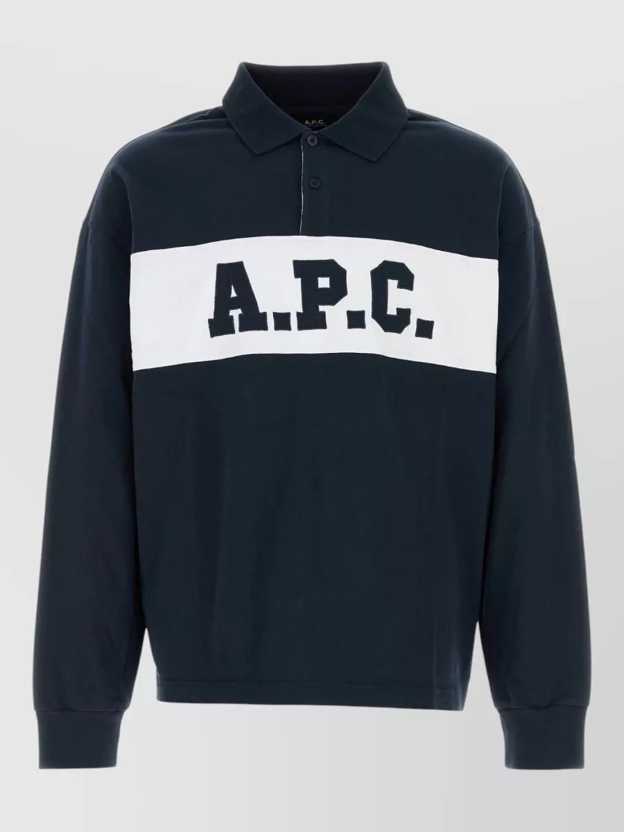 A.P.C. cotton oversized long-sleeve polo shirt