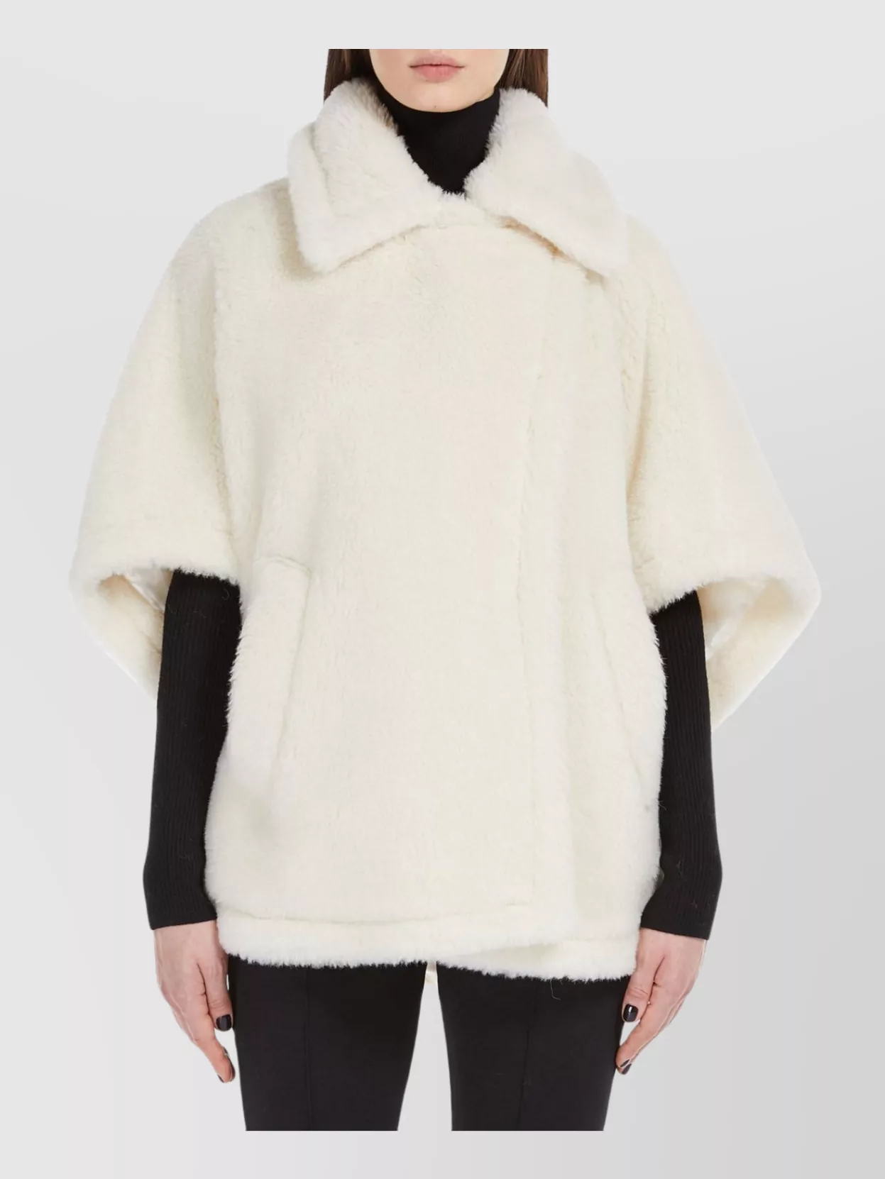 Max Mara Short Cape In Teddy Tebe1 Fabric