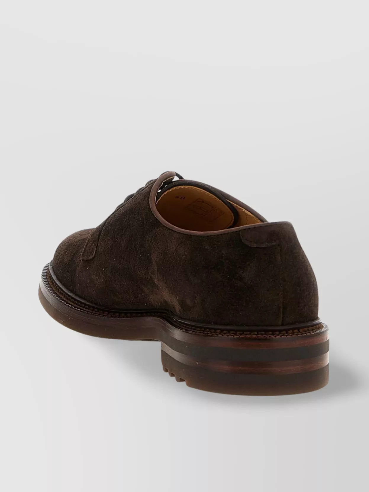 Brunello Cucinelli Classic Brown Suede Derby Shoes In Green