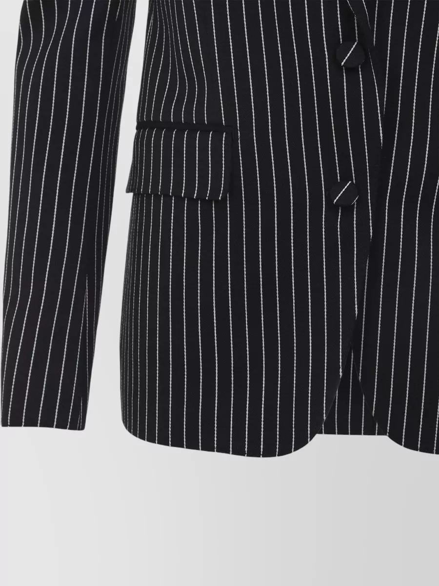 Tom Ford Wool Barathea Jacket Notch Lapel Pinstripe