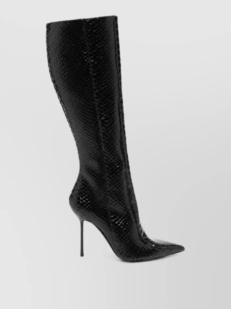 Paris Texas Leather Python-Print Cutout Heel Boots
