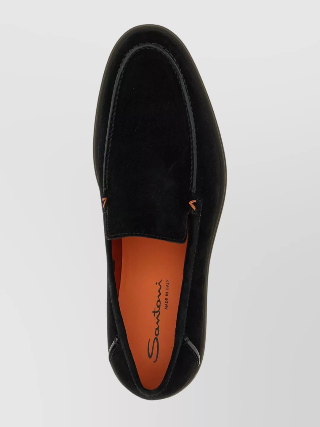 Santoni Suede Loafers With Round Toe And Rubber Sole