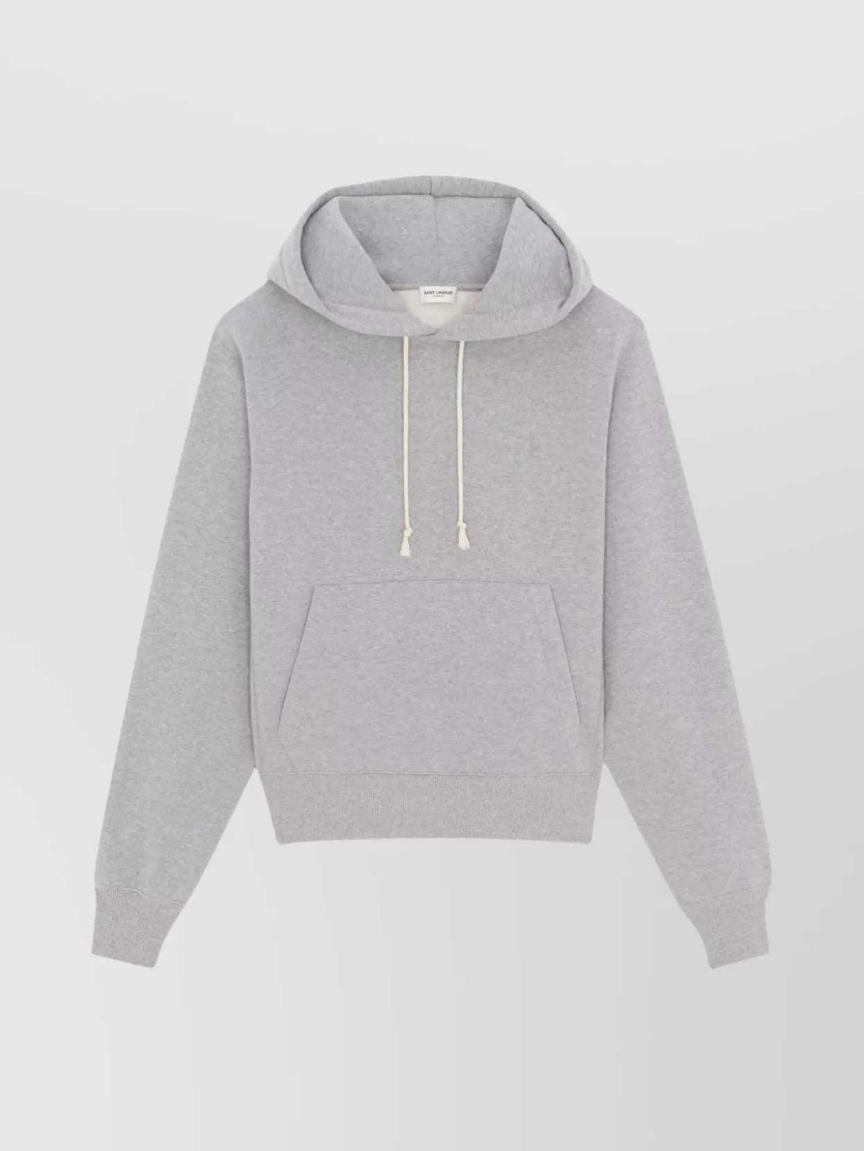 Shop Saint Laurent Brushed Cotton Hoodie With Ribbed Finishes