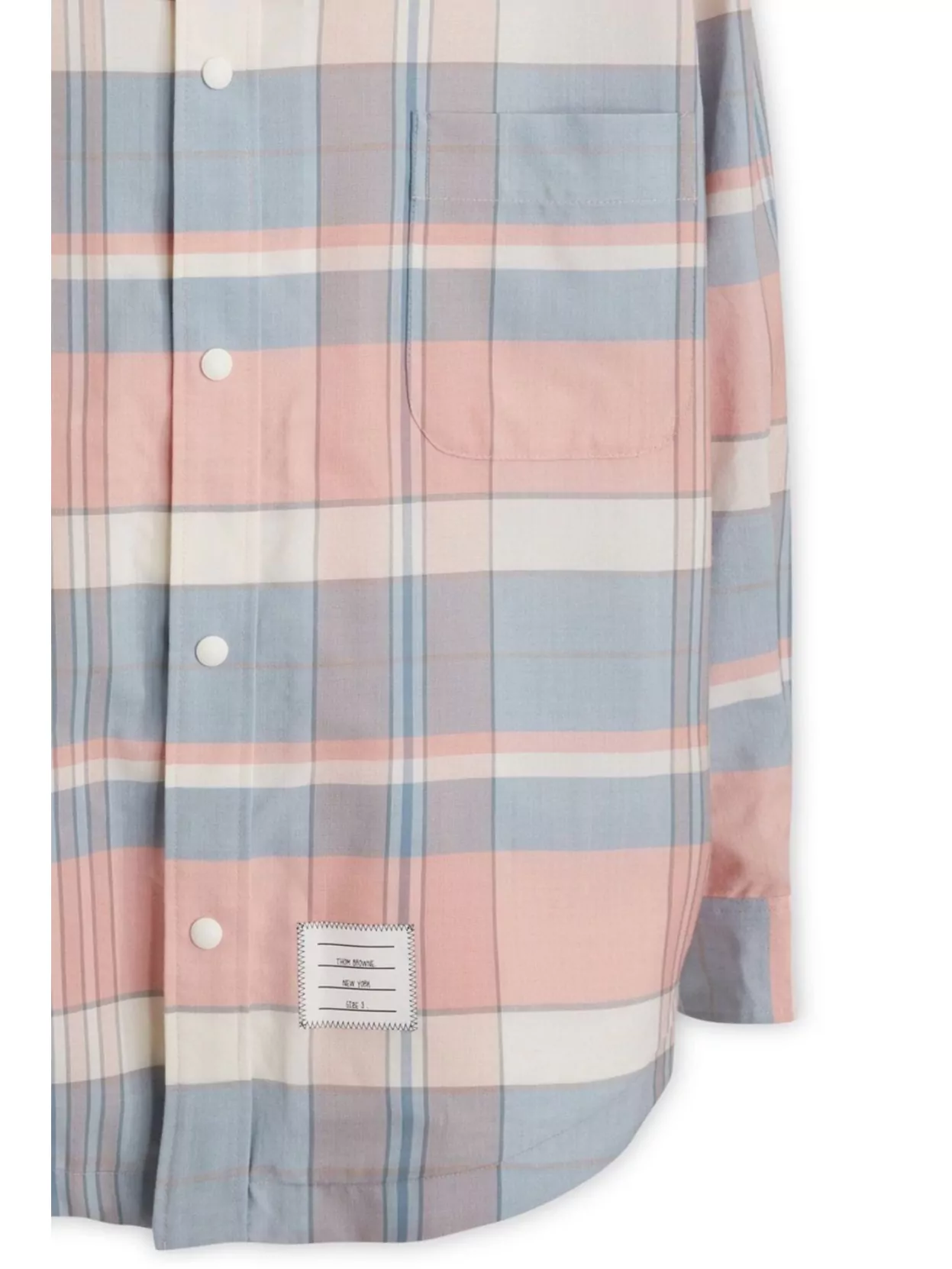 THOM BROWNE WOOL CHECK PATTERN SHIRT WITH WIDE COLLAR