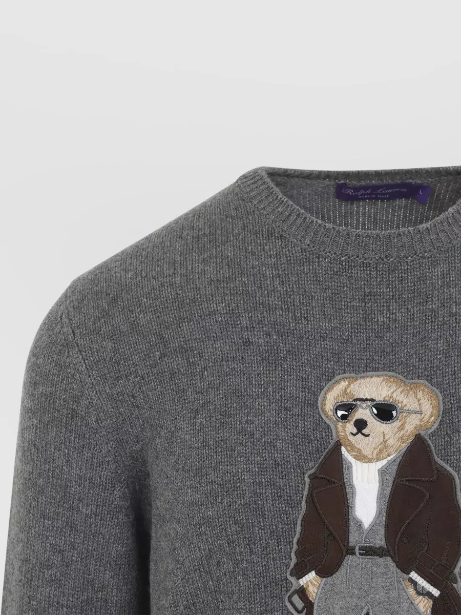 Ralph Lauren Purple Label Bear Crew Neck Pullover Graphic Design