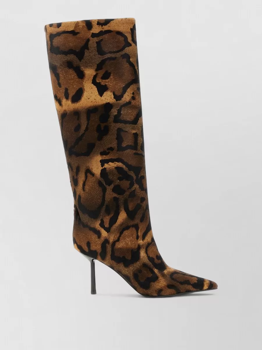 Le Silla leather leopard-print high boots