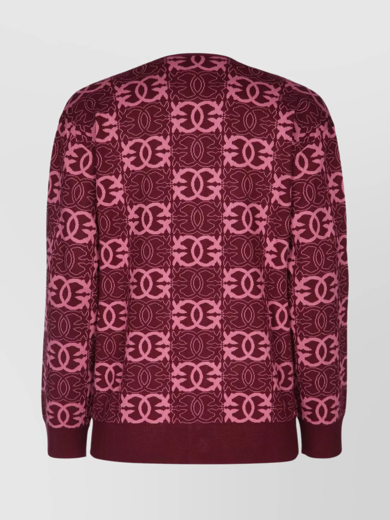 Pinko Long Sleeve Patterned Knit Cardigan V-neck In Red