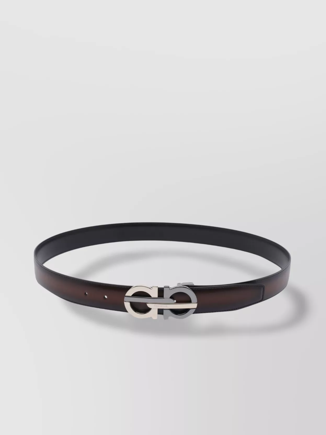 Ferragamo Men Gancini Adjustable And Reversible Belt In Black