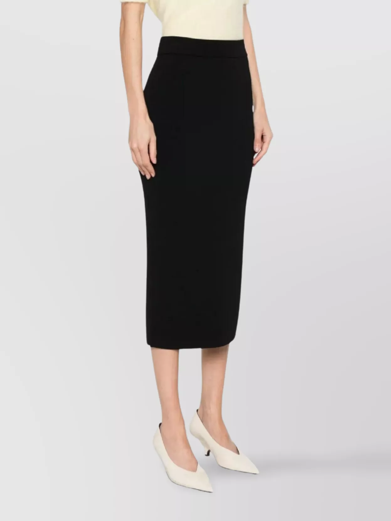 Max Mara Form-fitting Losanna Midi Skirt With Smooth Waistband In Black